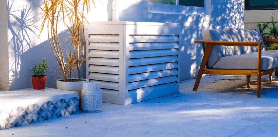 Air Conditioning Cover - AC Aluminium Louvred Screen - Oz Air Online air conditioner